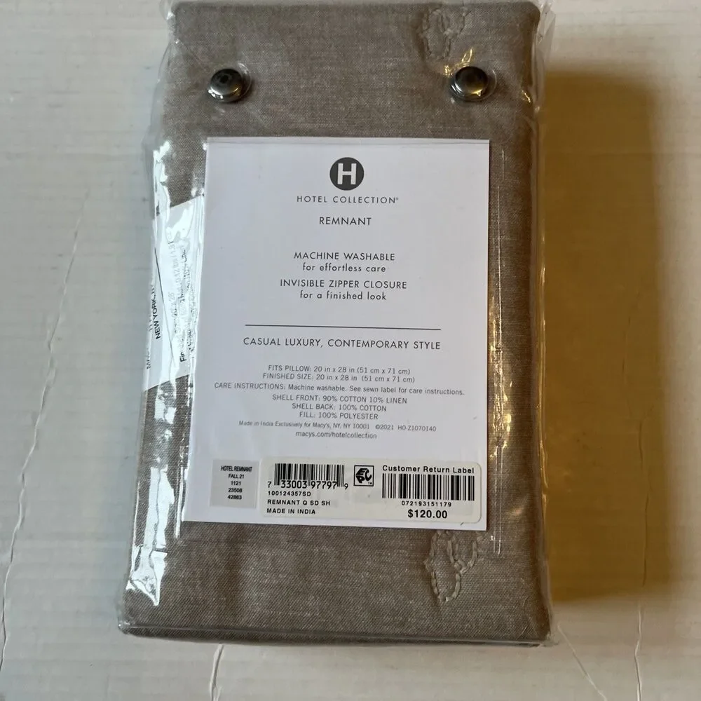 Hotel Collection Remnant Quilted (1) STANDARD Pillow Sham BEIGE